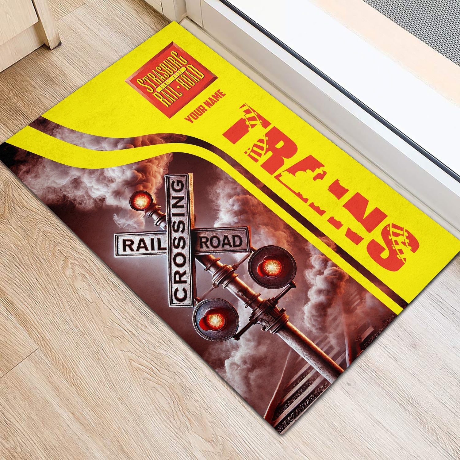Railspirit Personalized Strasburg Railroad Doormat Railroad Crossing Sign Mat All Over Print