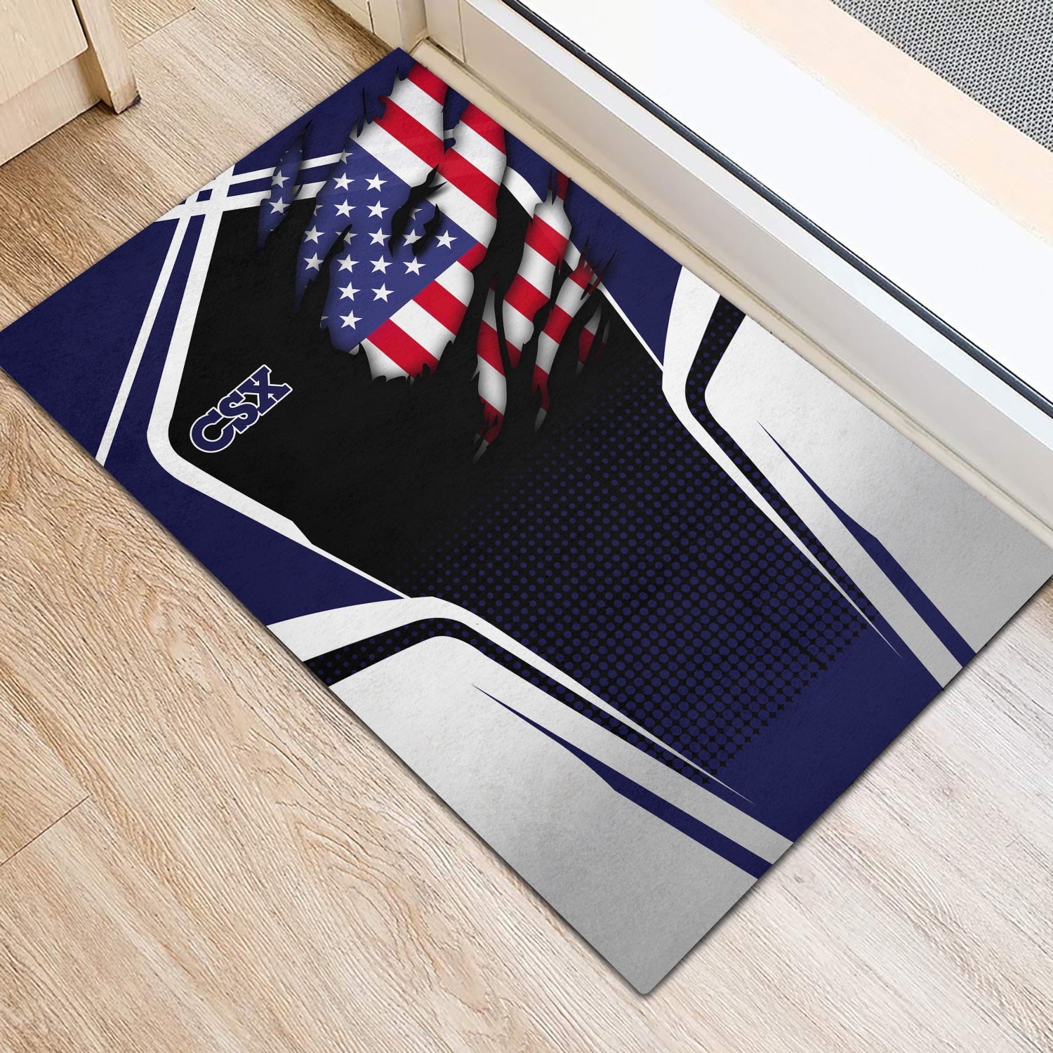 Railspirit Personalized CSX Transportation Railroad Doormat American Vintage All Over Printed Door Mat