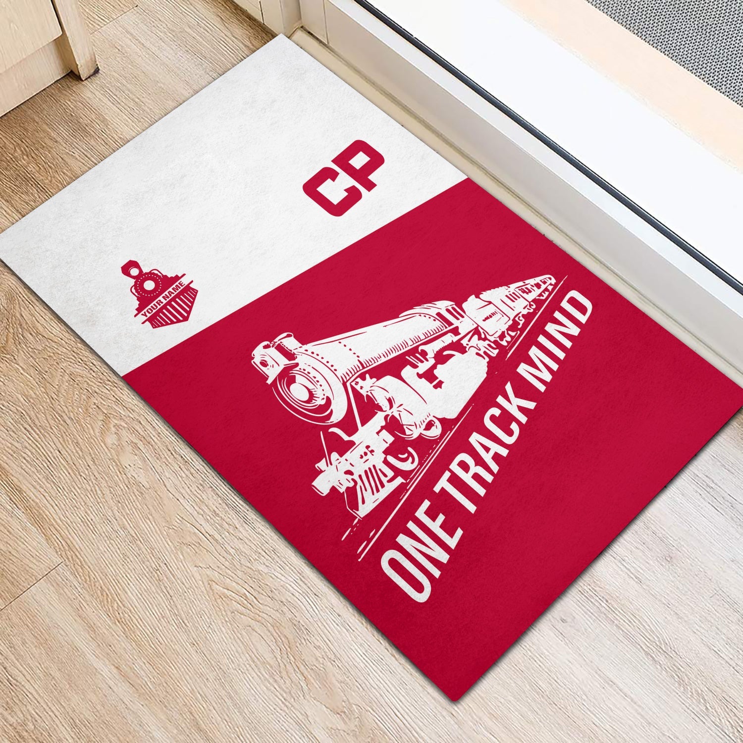 Railspirit Personalized Canadian Pacific Railroad Doormat One Track Mind Mat Gift Idea For Train Lover
