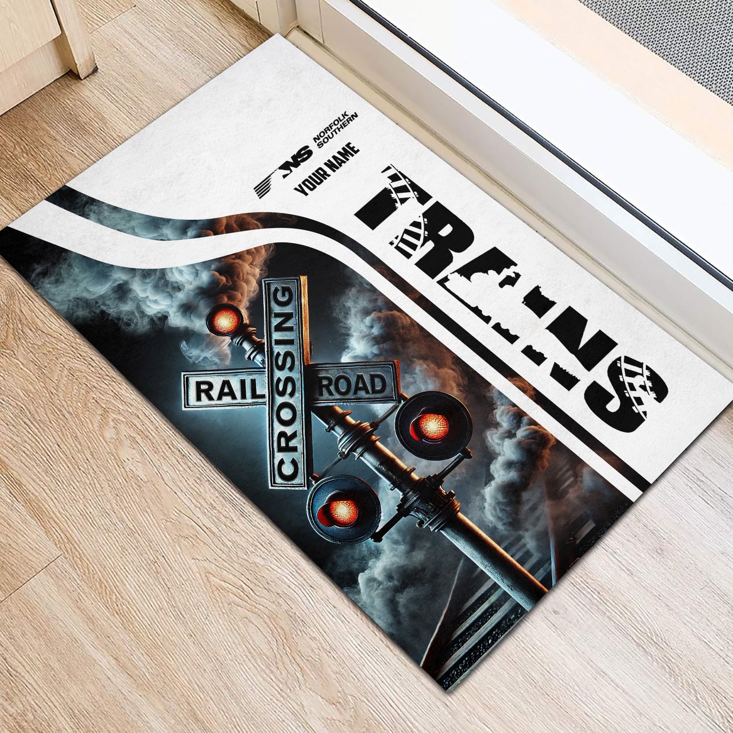 Railspirit Personalized Norfolk Southern Railway Doormat Railroad Crossing Sign Mat All Over Print