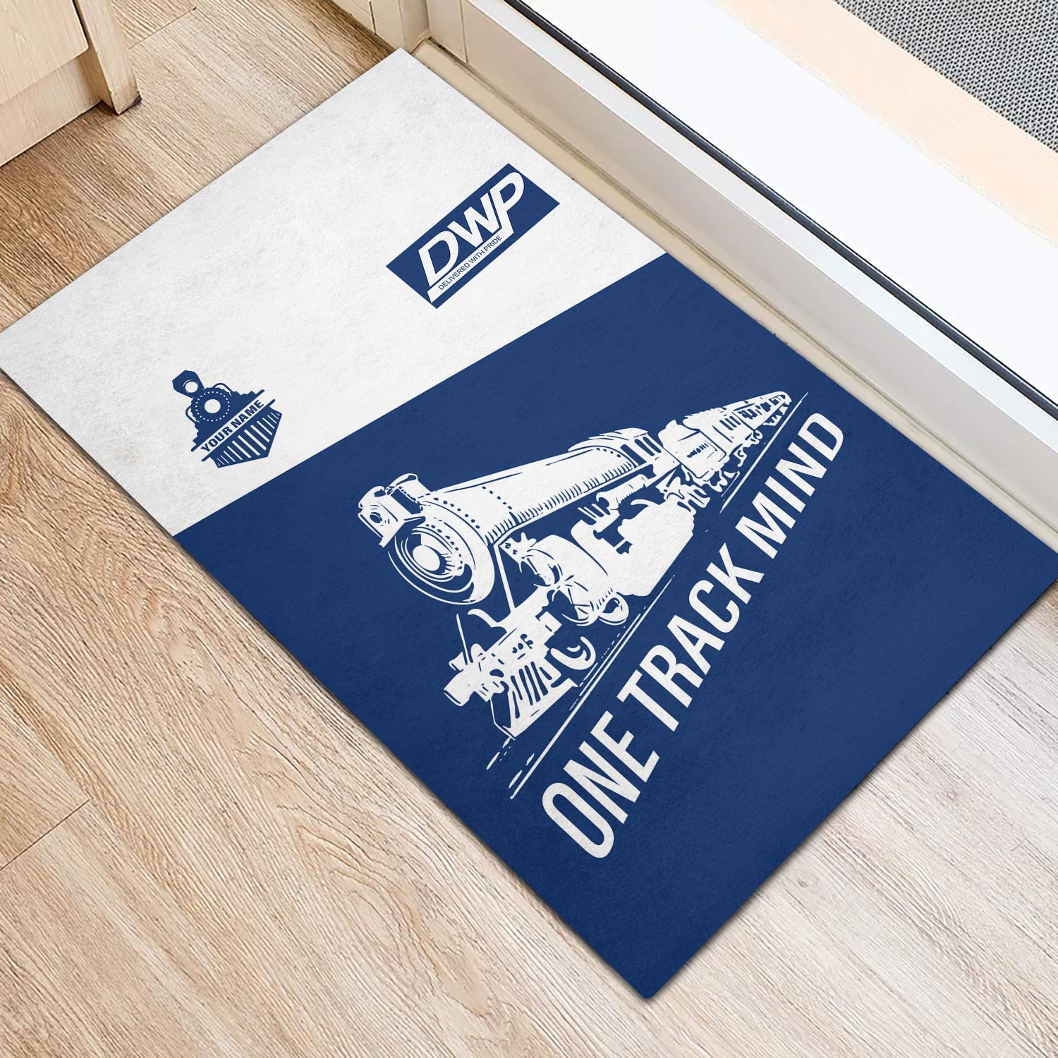 Railspirit Personalized Duluth, Winnipeg and Pacific Railway Doormat One Track Mind Mat Gift Idea For Train Lover