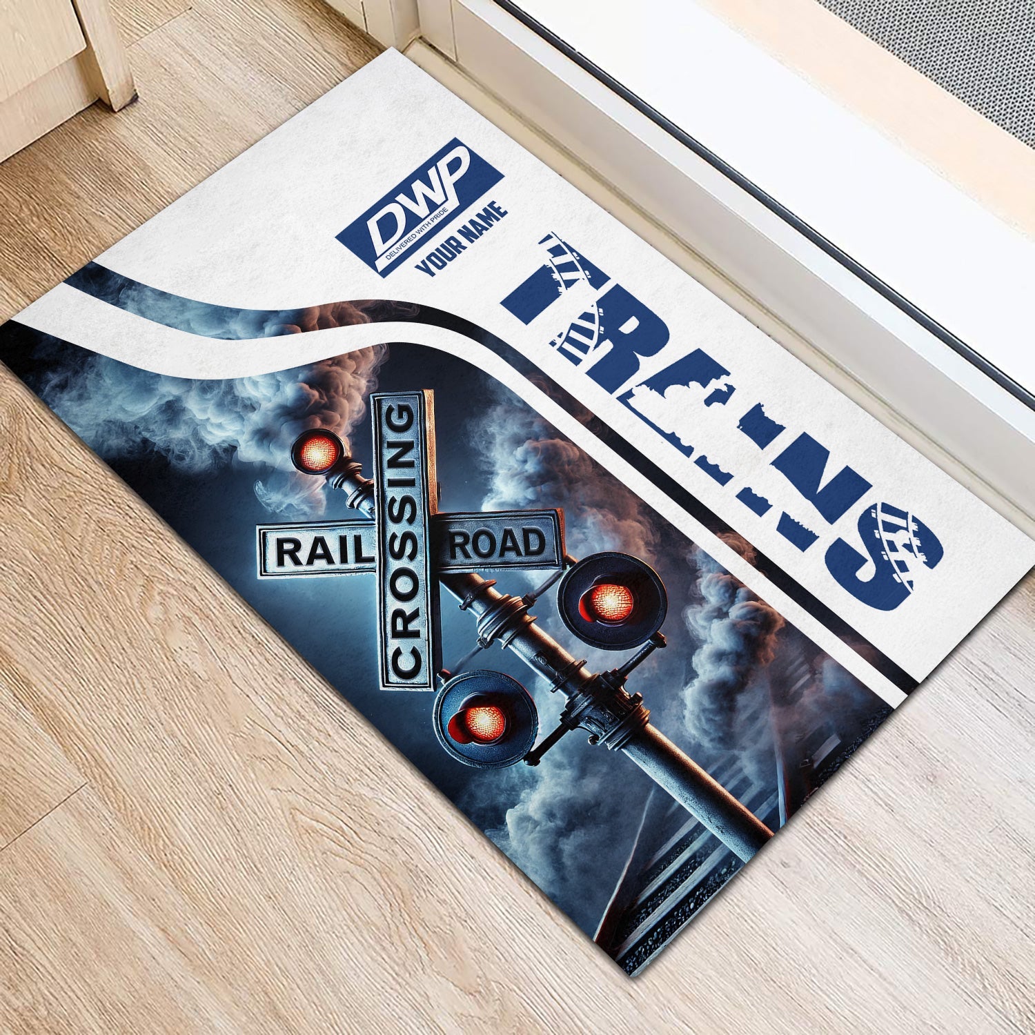 Railspirit Personalized Duluth, Winnipeg and Pacific Railway Doormat Railroad Crossing Sign Mat All Over Print