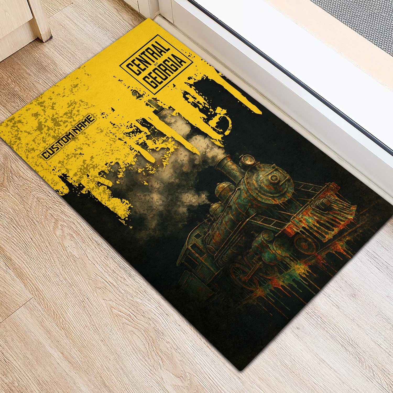 Railspirit Personalized Central of Georgia Railway Doormat Vintage Train Art Style Mat For Locomotive Fans