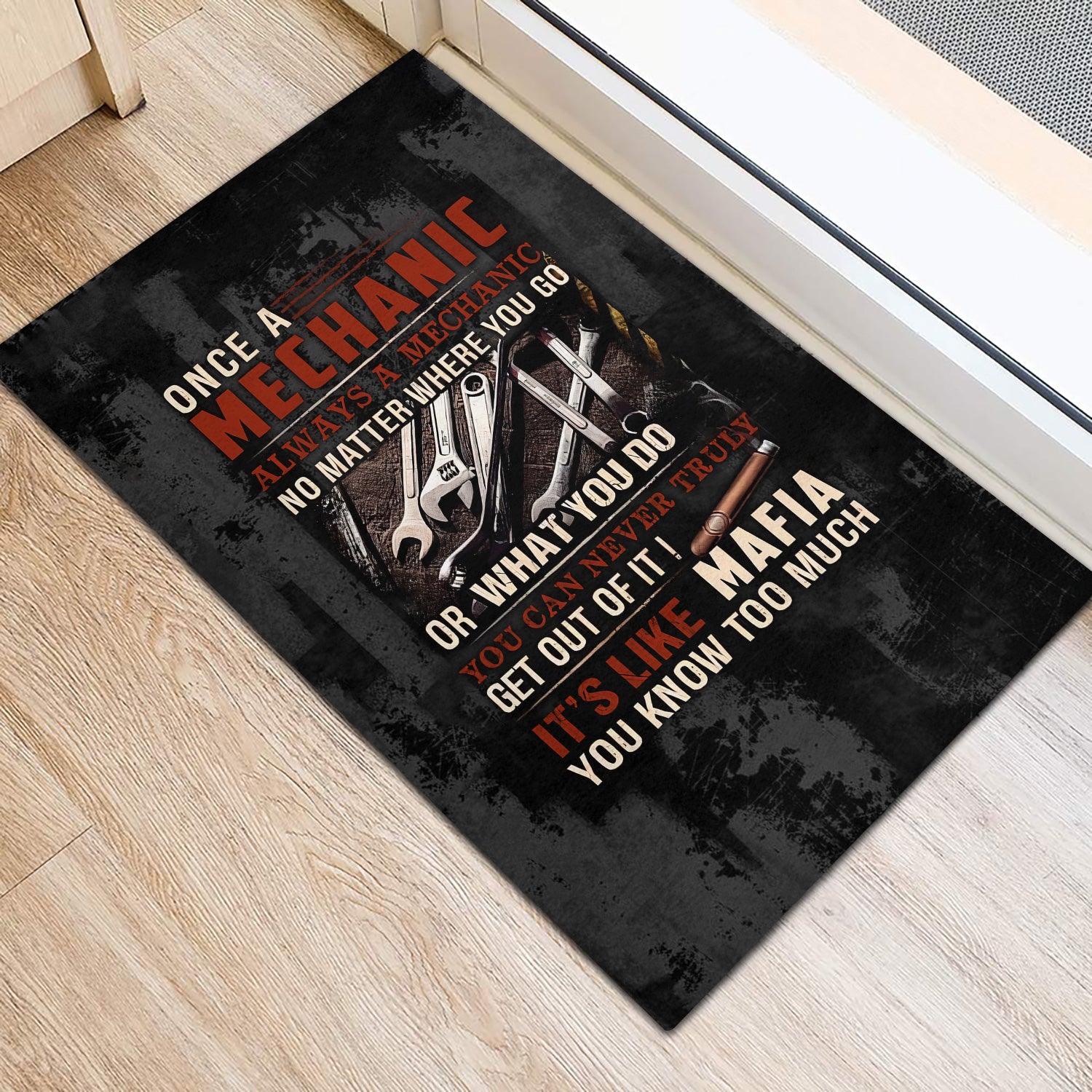 Mechanic Doormat Funny Quote, Once A Mechanic Always A Mechanic, Gift for Mechanic Lovers, Work, Garage, Car Enthusiasts, Automotive Door Mat Home Decor
