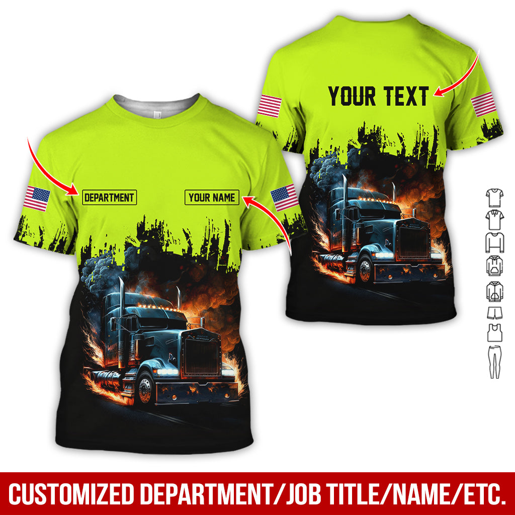 Custom Name Love Semi Truck Clothes, Personalized Trucker Gear
