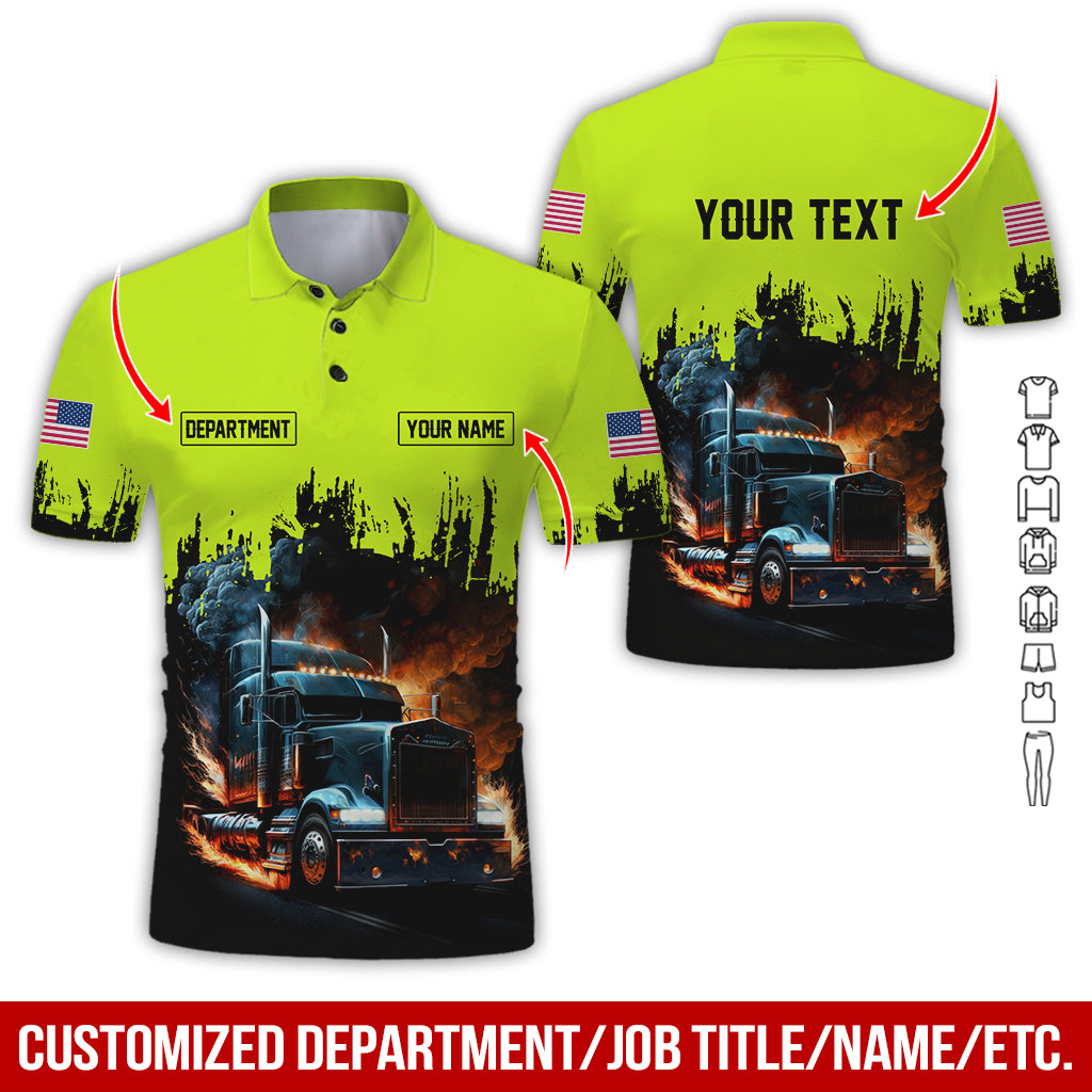 Custom Name Love Semi Truck Clothes, Personalized Trucker Gear