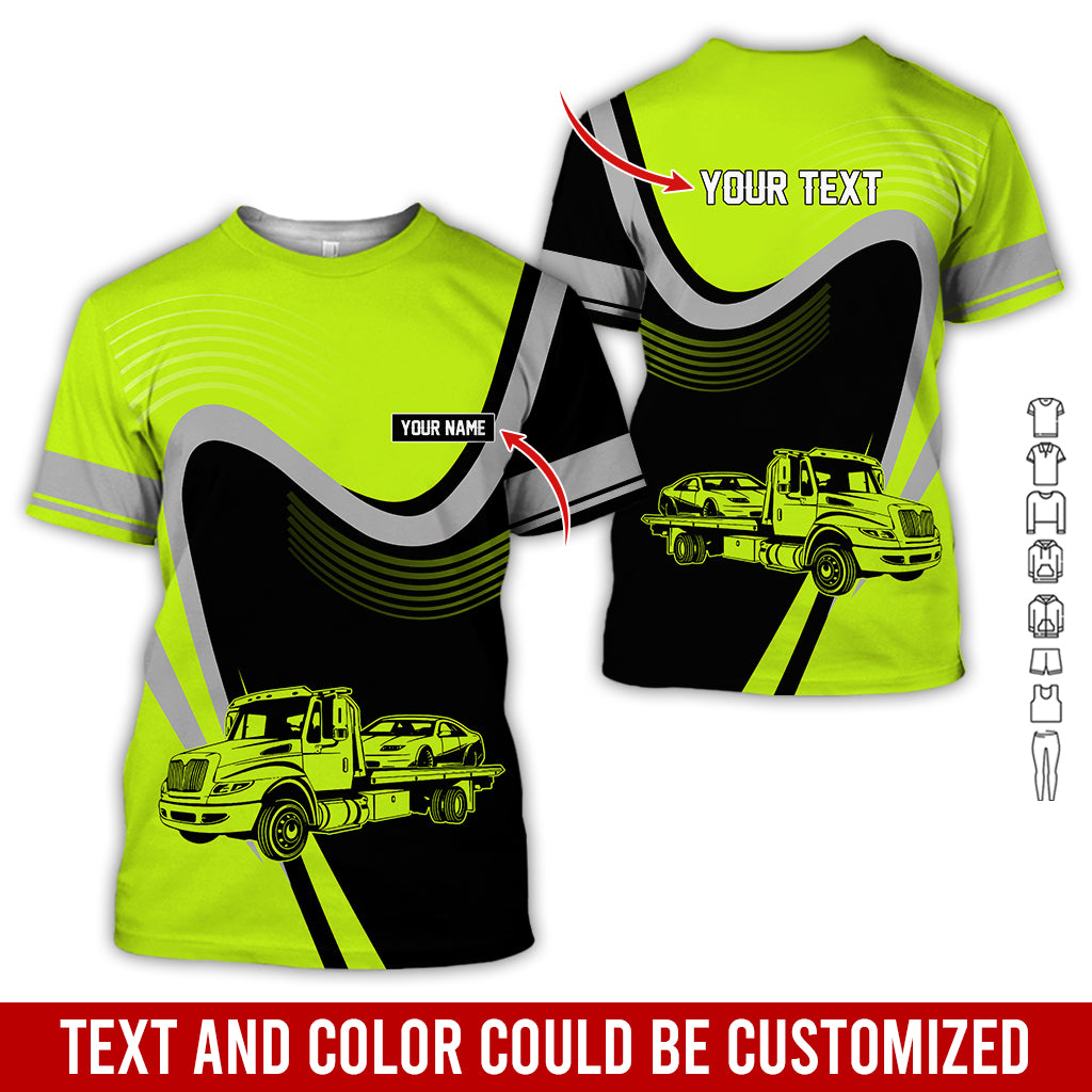Custom Name Love Tow Truck Printed Clothes, Best Gift for Tow Truck Lovers