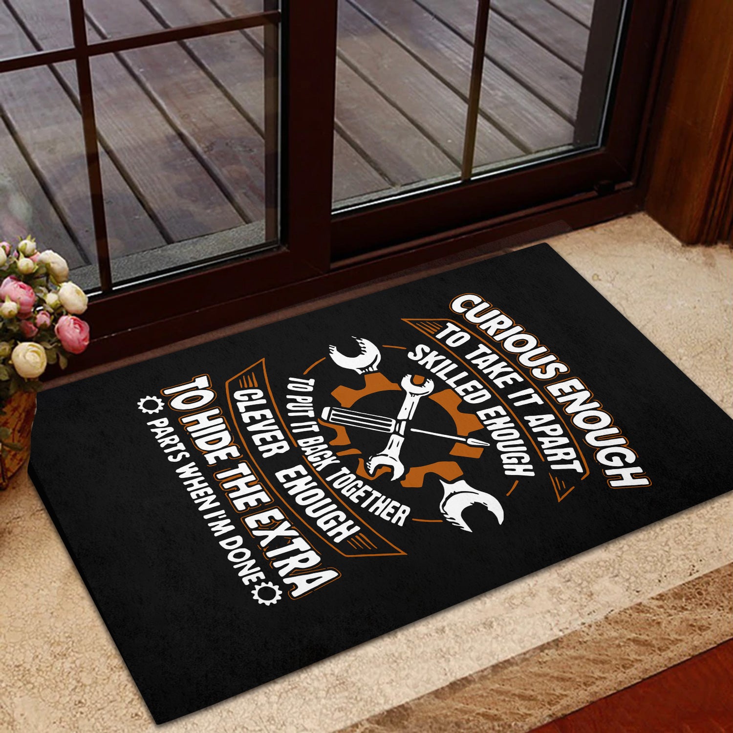 Curious Enough To Take It Apart Skilled Enough Mechanic Doormat Fun Gift for Mechanics