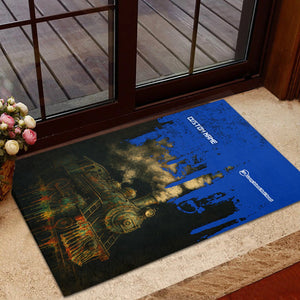 Railspirit Personalized Long Island Railroad Doormat Vintage Train Art Style Mat For Locomotive Fans