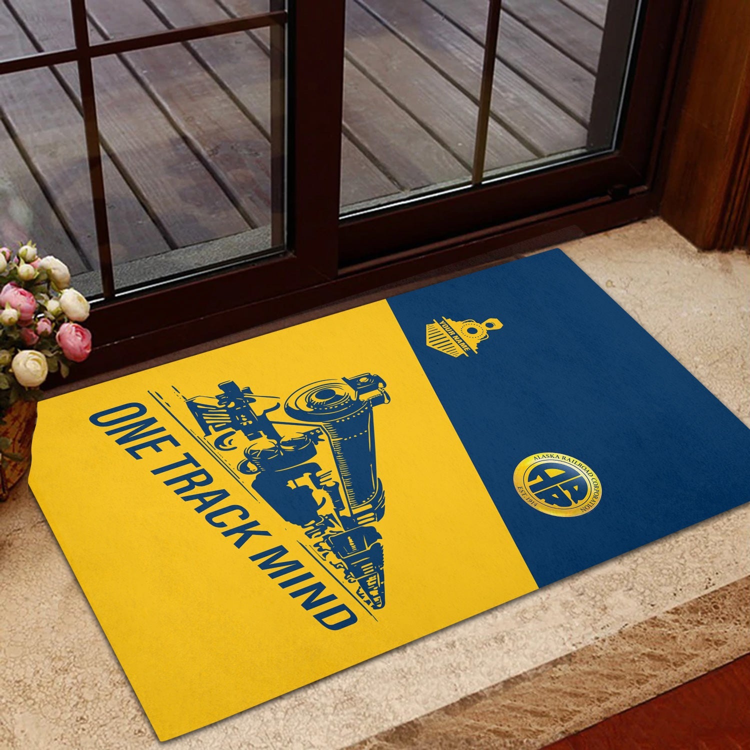 Railspirit Personalized Alaska Railroad Doormat One Track Mind Mat Gift Idea For Train Lover