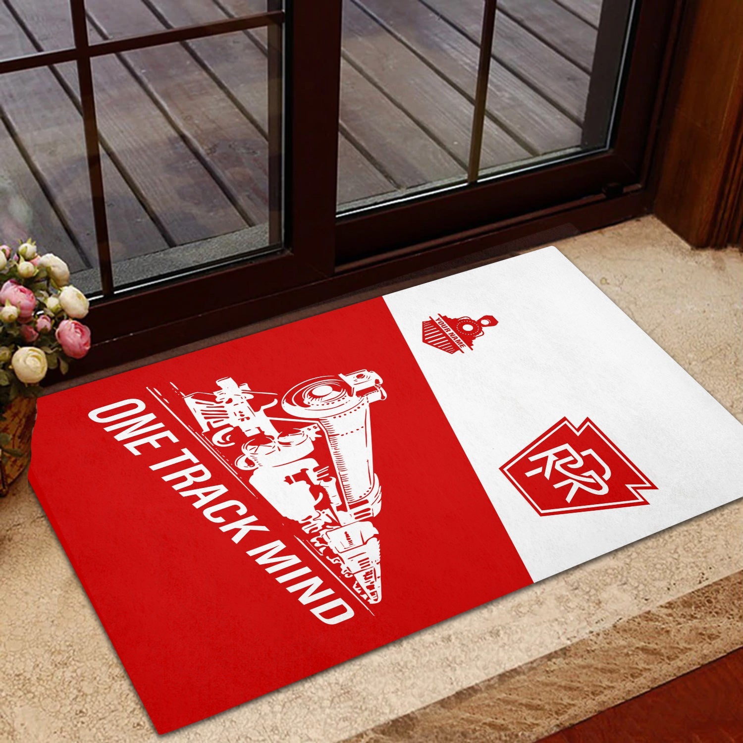 Railspirit Personalized Pennsylvania Railroad Doormat One Track Mind Mat Gift Idea For Train Lover