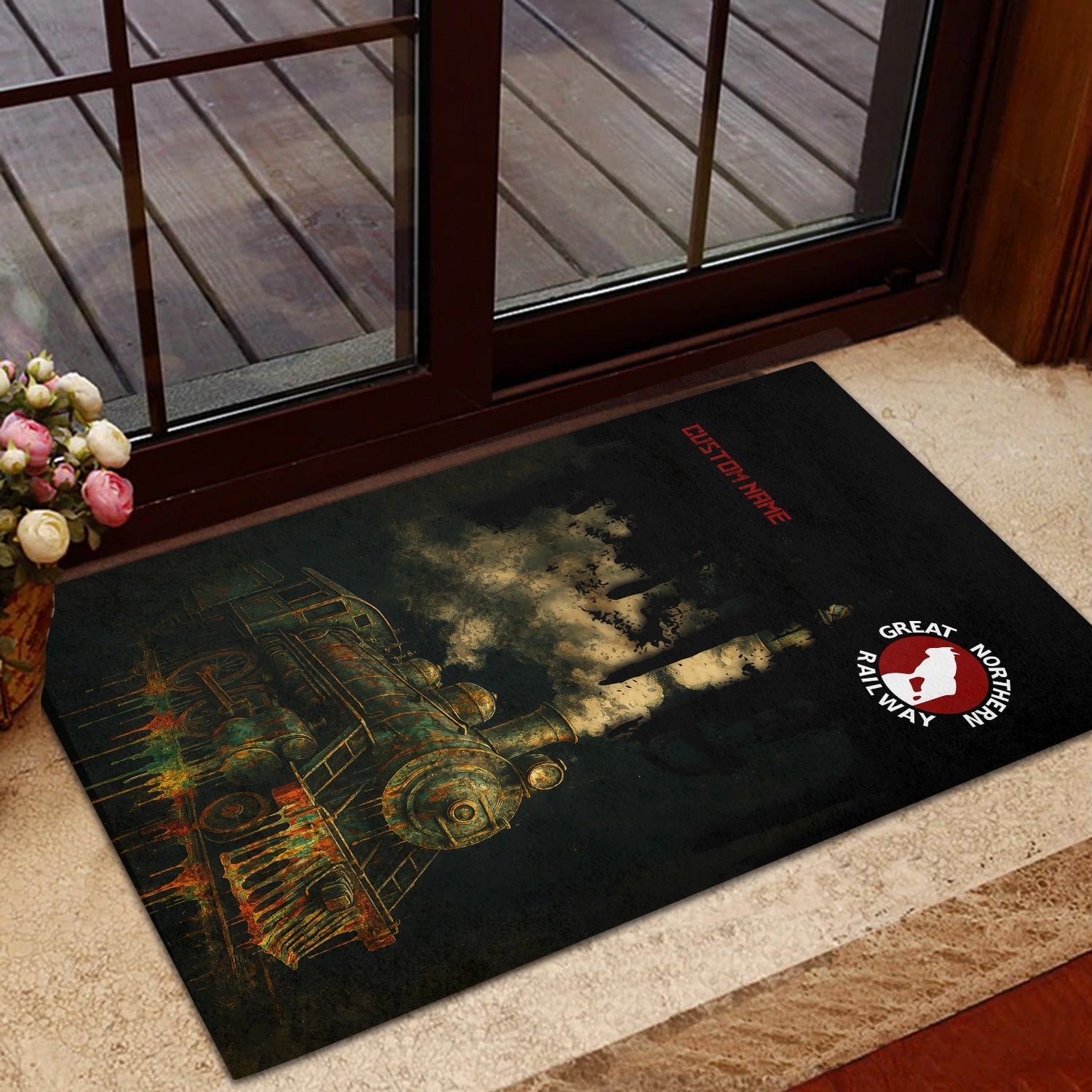 Railspirit Personalized Great Northern Railway Doormat Vintage Train Art Style GNR Mat For Locomotive Fans