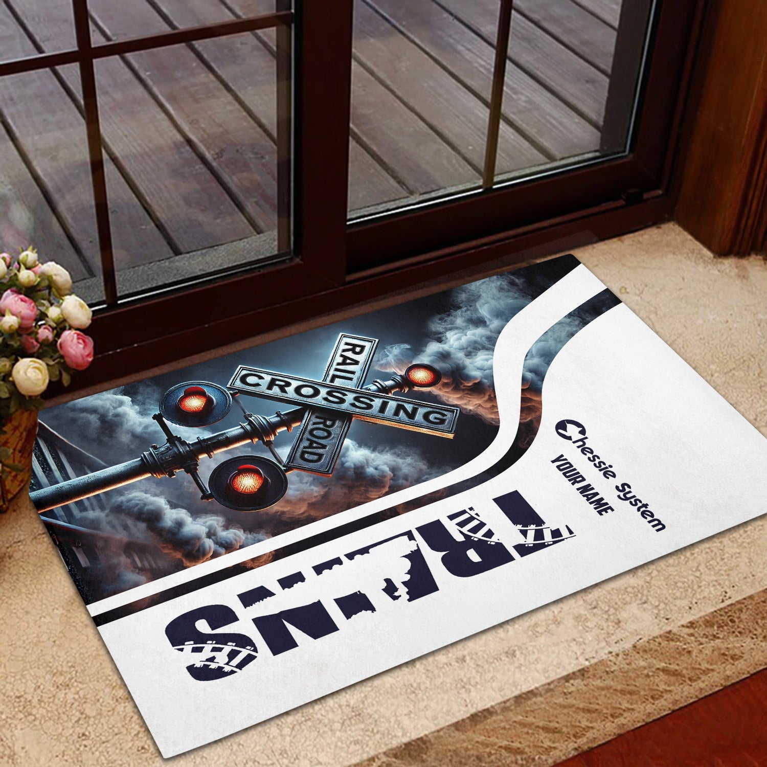 Railspirit Personalized Chessie System Railroad Doormat Railroad Crossing Sign Mat All Over Print
