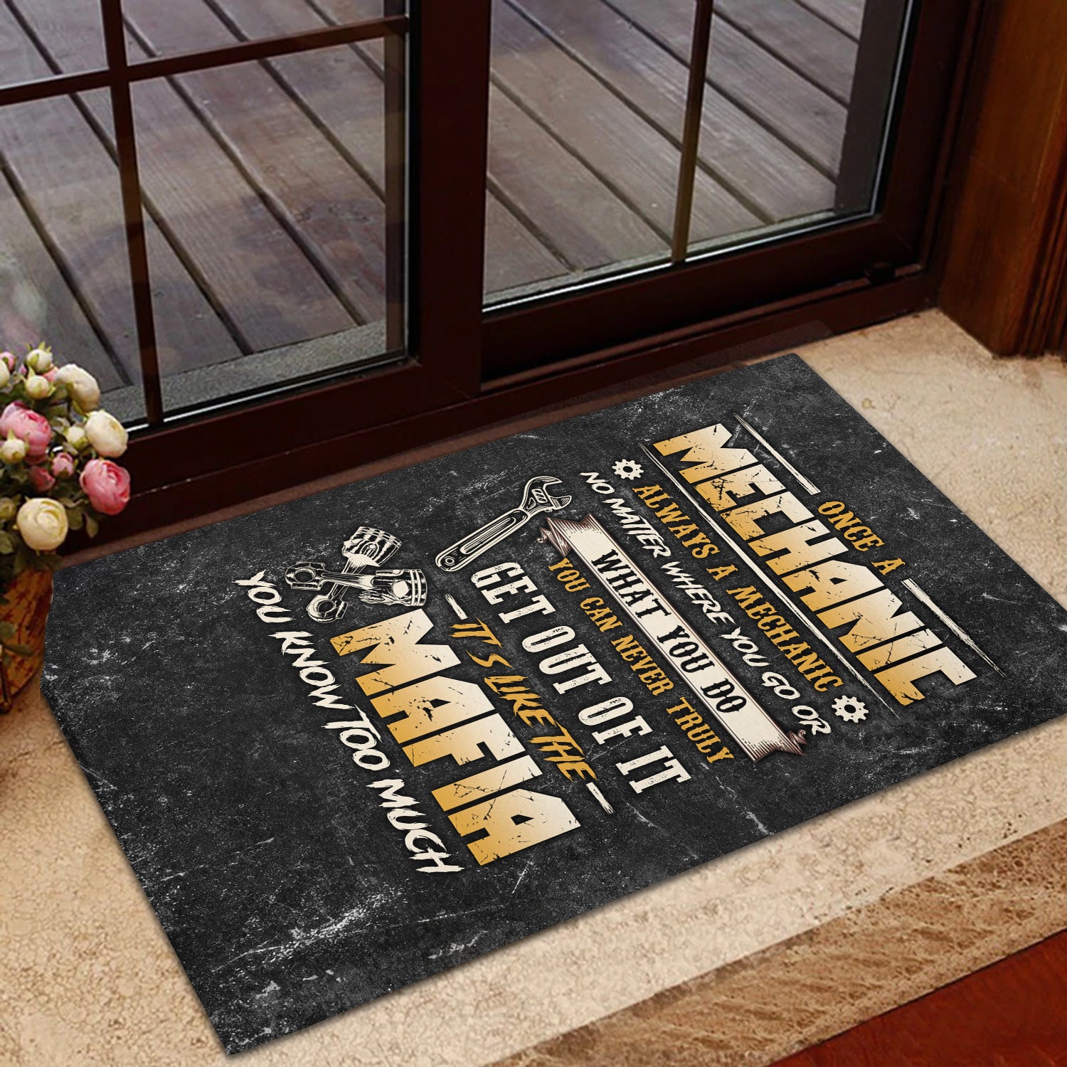 Once a Mechanic Always a Mechanic Doormat, Funny Mechanic Apparel, Car Repair Mafia Mat for Mechanics, Door Mat Gift for Auto Technicians
