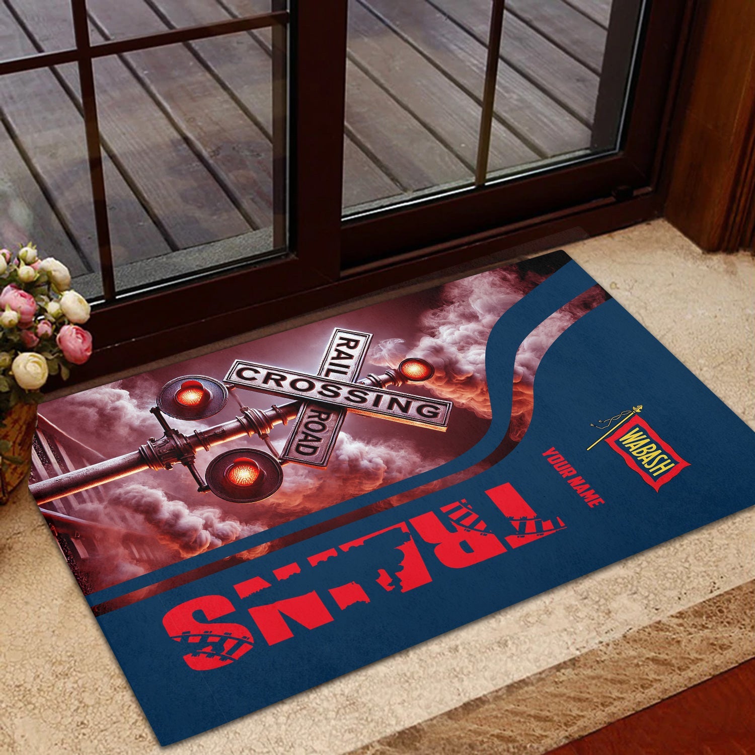Railspirit Personalized Wabash Railroad Doormat Railroad Crossing Sign Mat All Over Print