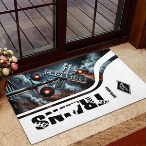 Railspirit Personalized Reading Railroad Doormat Railroad Crossing Sign Mat All Over Print