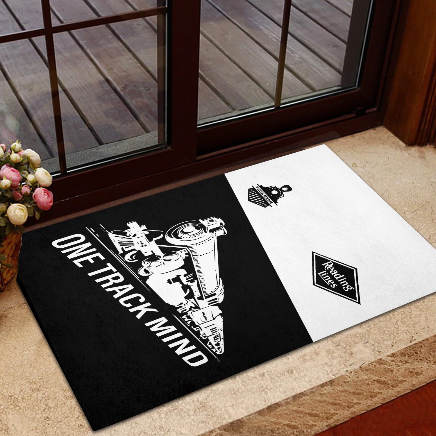 Railspirit Personalized Reading Railroad Doormat One Track Mind Mat Gift Idea For Train Lover