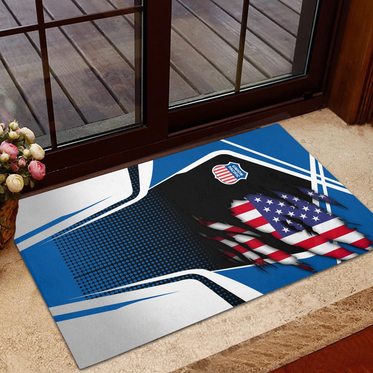 Railspirit Personalized Union Pacific Railroad Doormat American Vintage Big Boy All Over Printed Door Mat