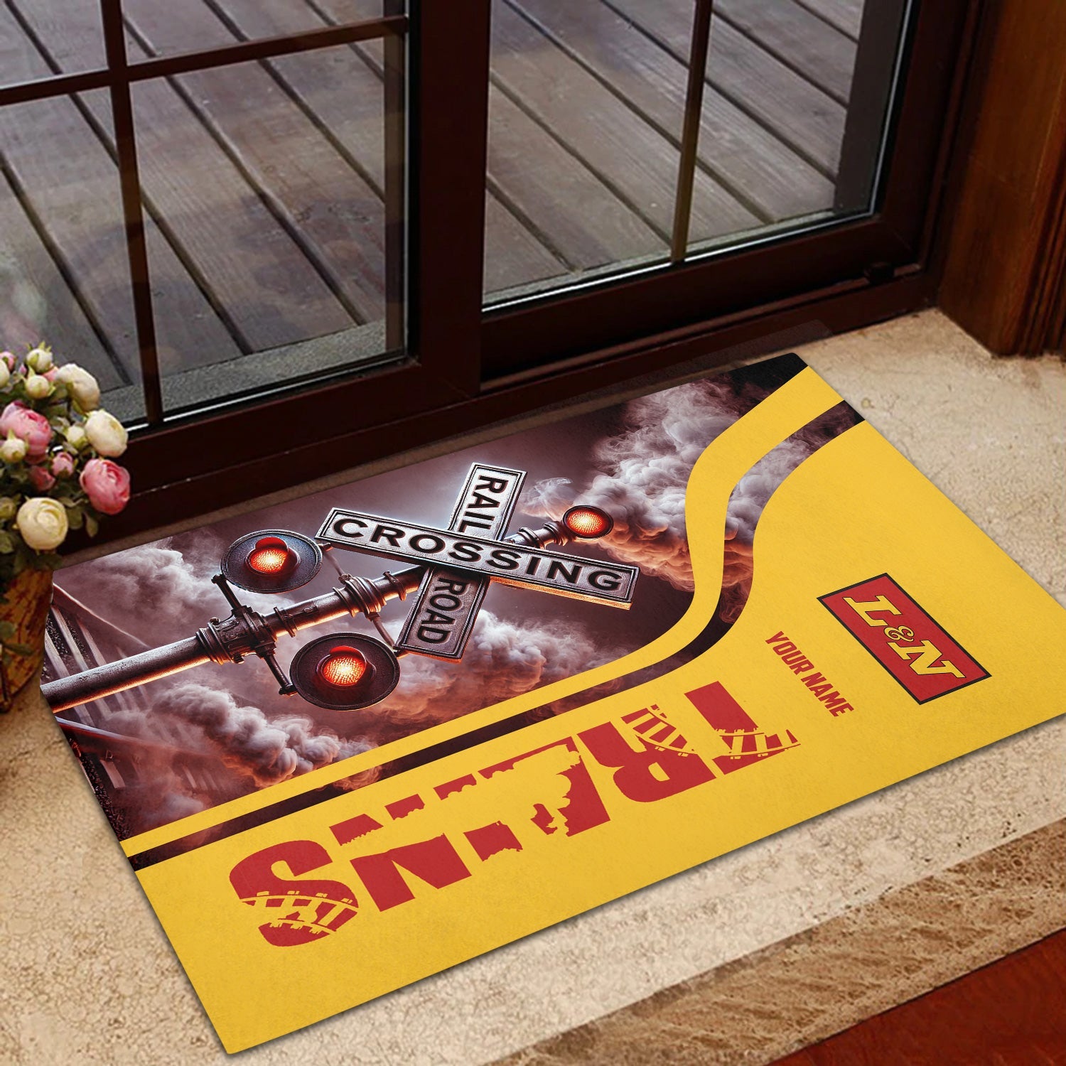 Railspirit Personalized Louisville and Nashville Railroad Doormat Railroad Crossing Sign L&N Mat All Over Print