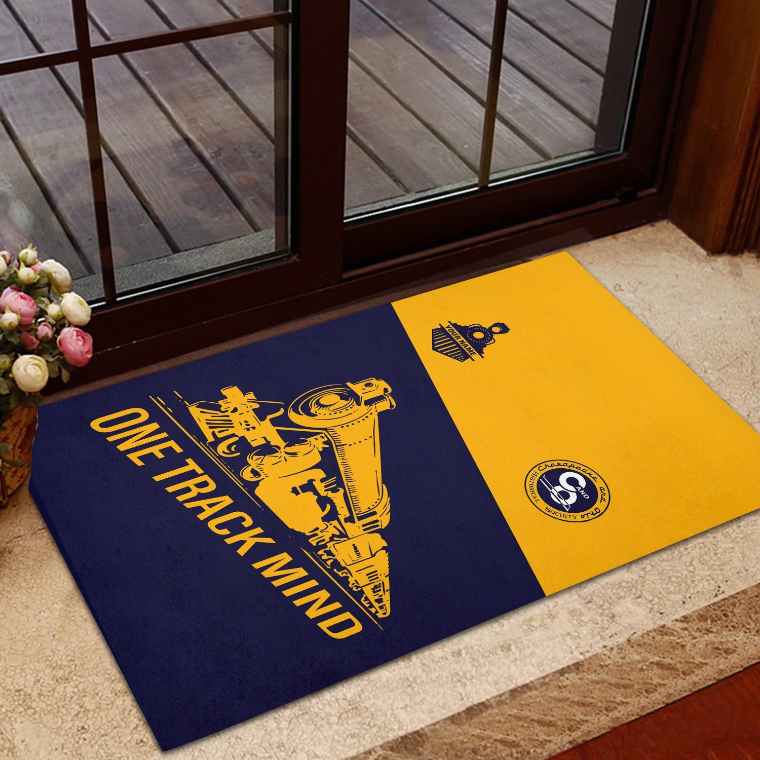 Railspirit Personalized Chesapeake and Ohio Railway Doormat One Track Mind C&O Mat Gift Idea For Train Lover