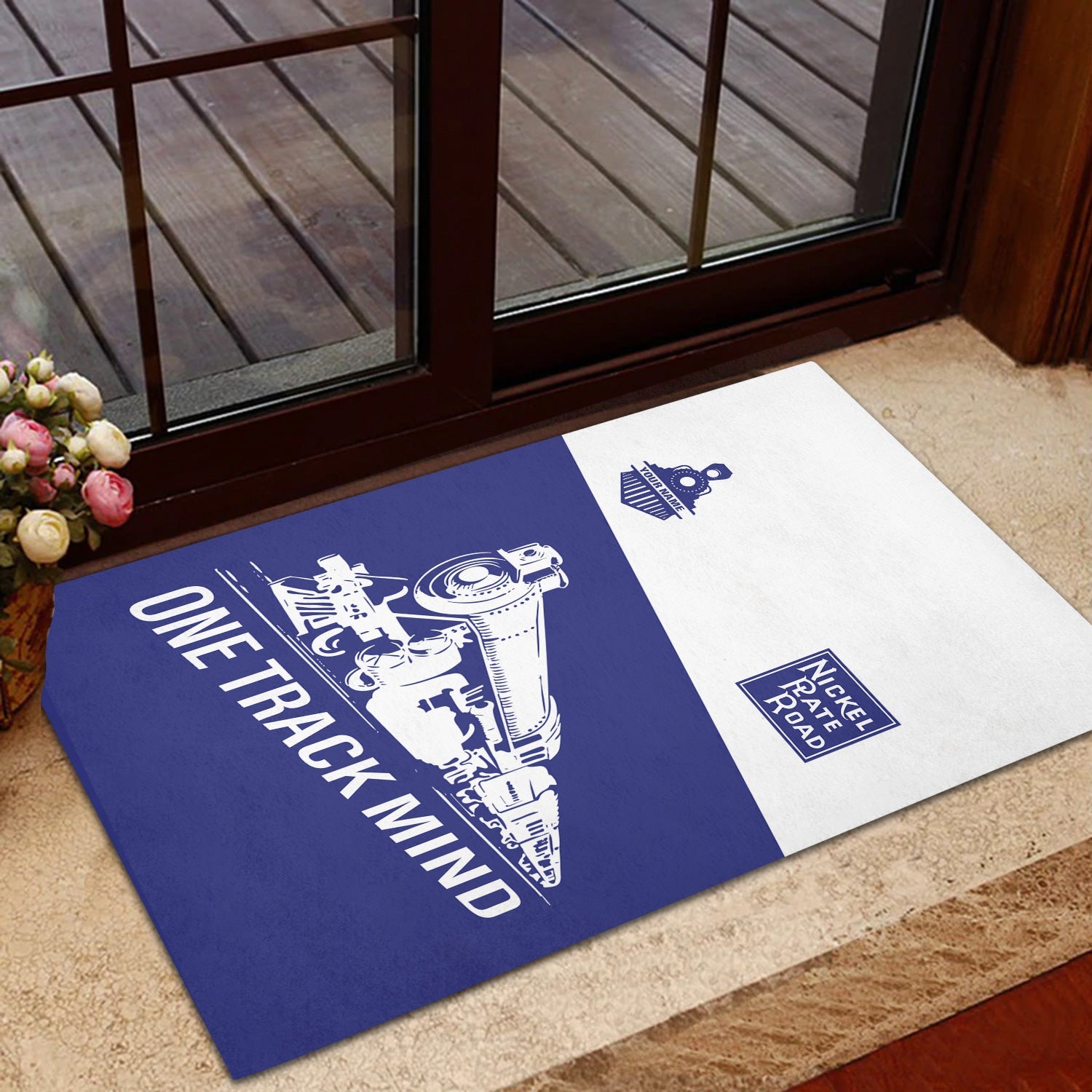 Railspirit Personalized New York, Chicago and St. Louis Railroad Doormat One Track Mind Nickel Plate Road Mat Gift Idea For Train Lover