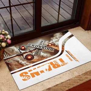 Railspirit Personalized BNSF Railway Doormat Railroad Crossing Sign Mat All Over Print