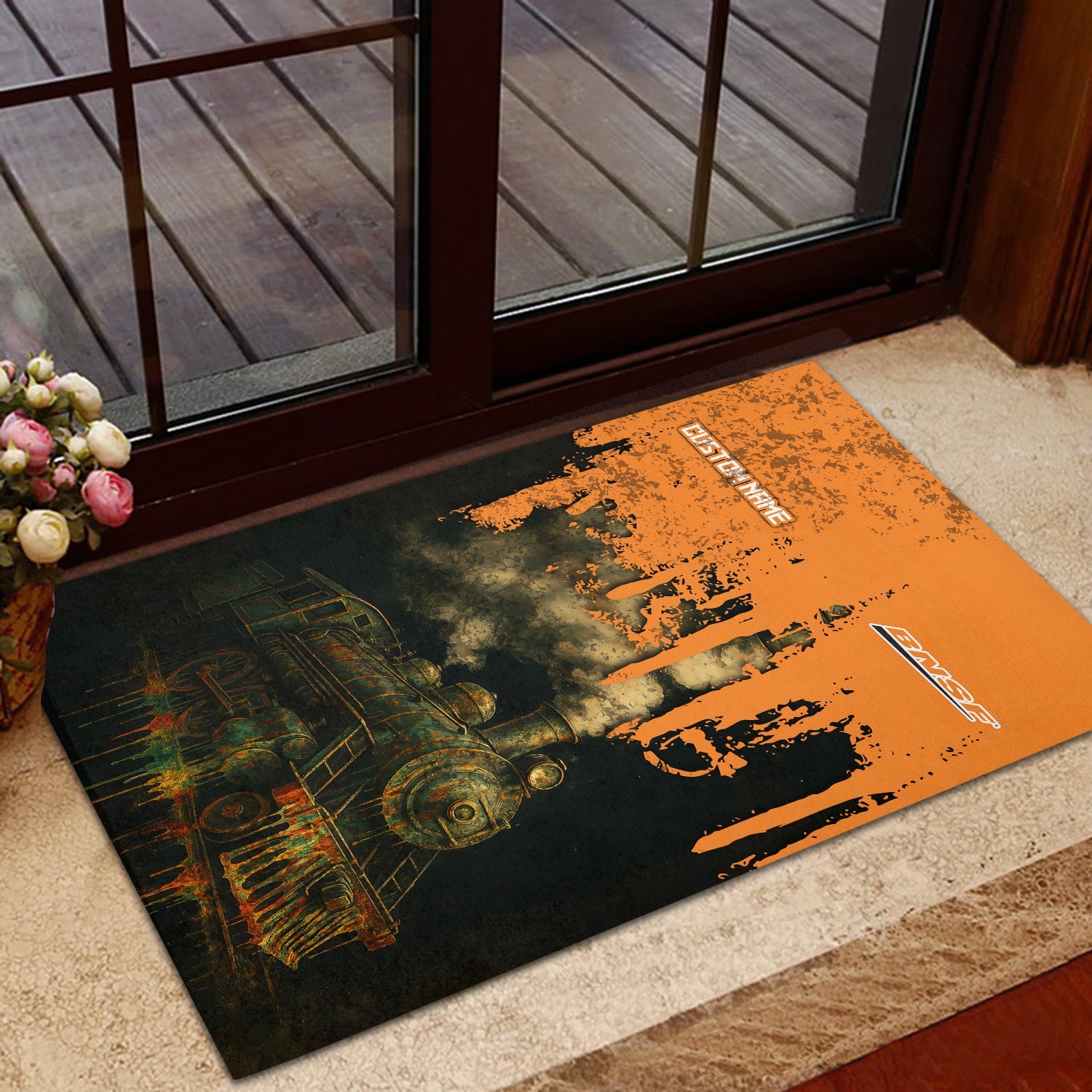 Railspirit Personalized BNSF Railway Doormat Vintage Train Art Style Mat For Locomotive Fans