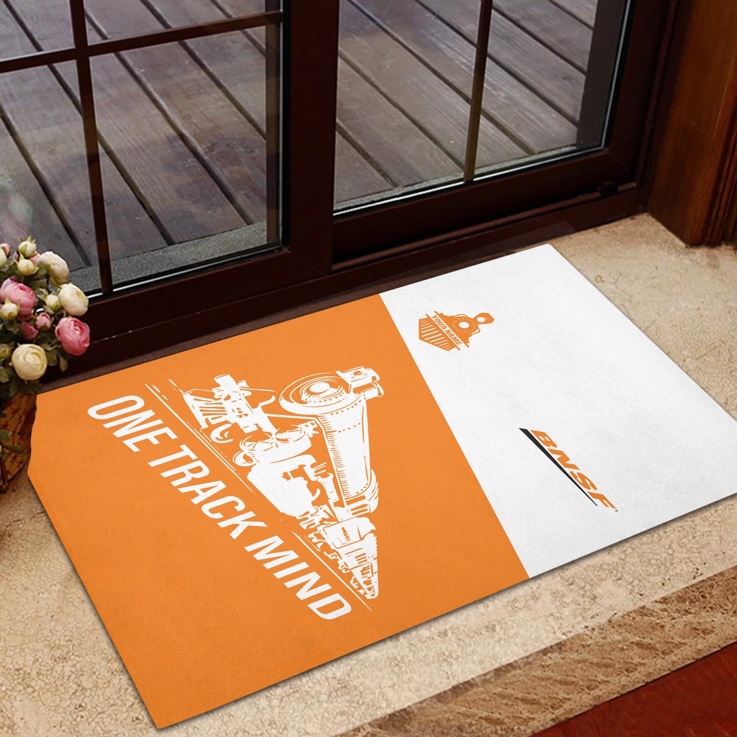 Railspirit Personalized BNSF Railway Doormat One Track Mind Mat Gift Idea For Train Lover