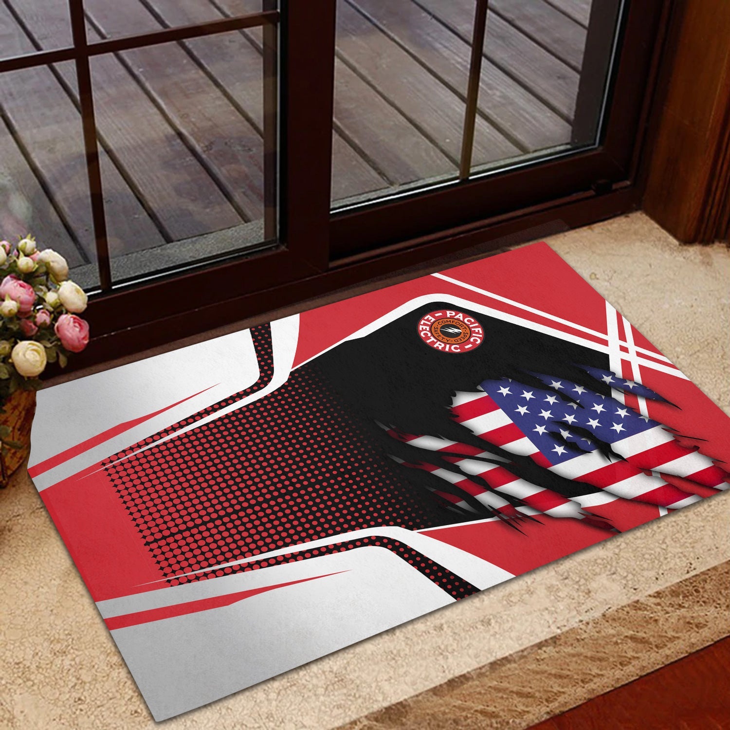 Railspirit Personalized Pacific Electric Railroad Doormat American Vintage All Over Printed Door Mat