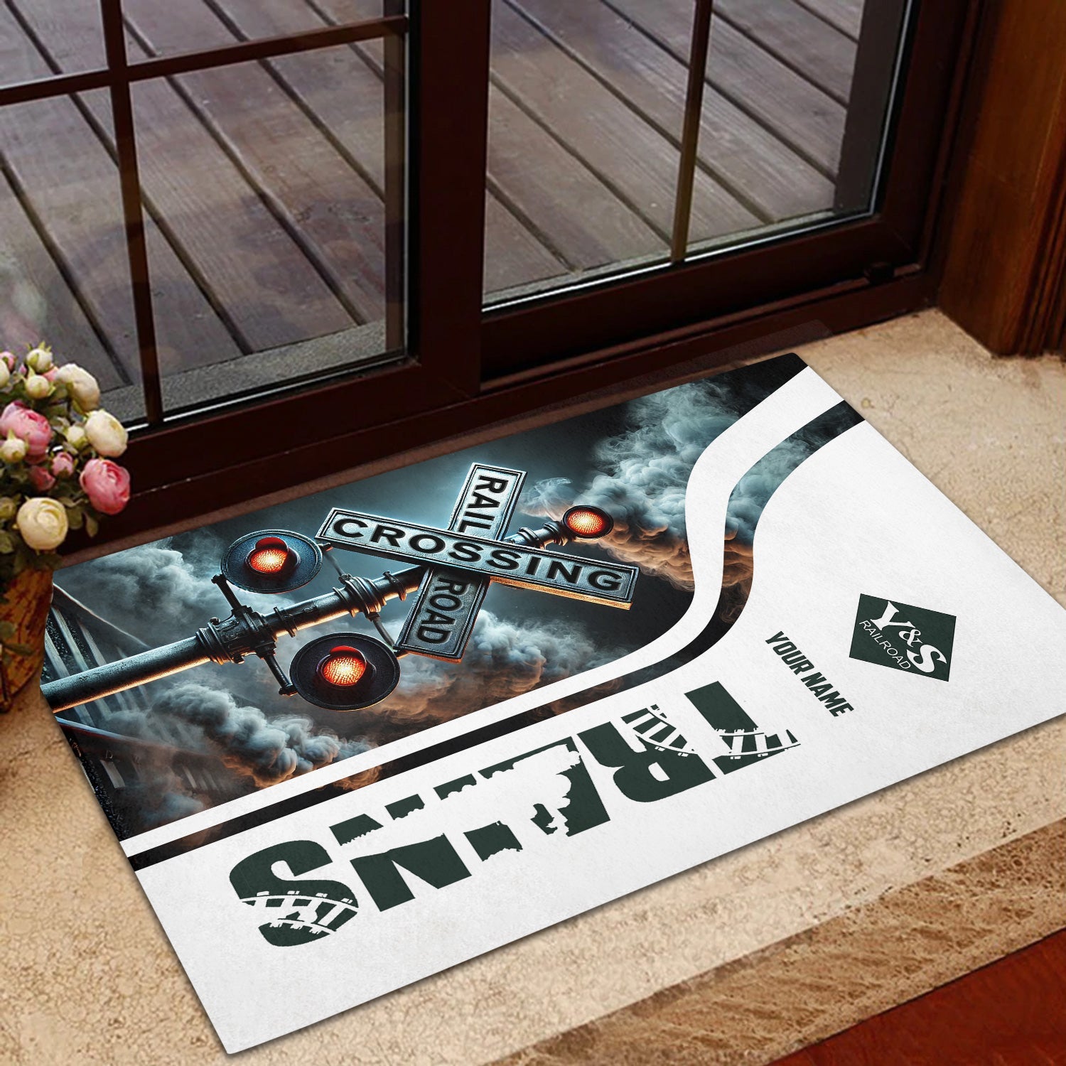 Railspirit Personalized Youngstown & Southern Railroad Doormat Railroad Crossing Sign Mat All Over Print