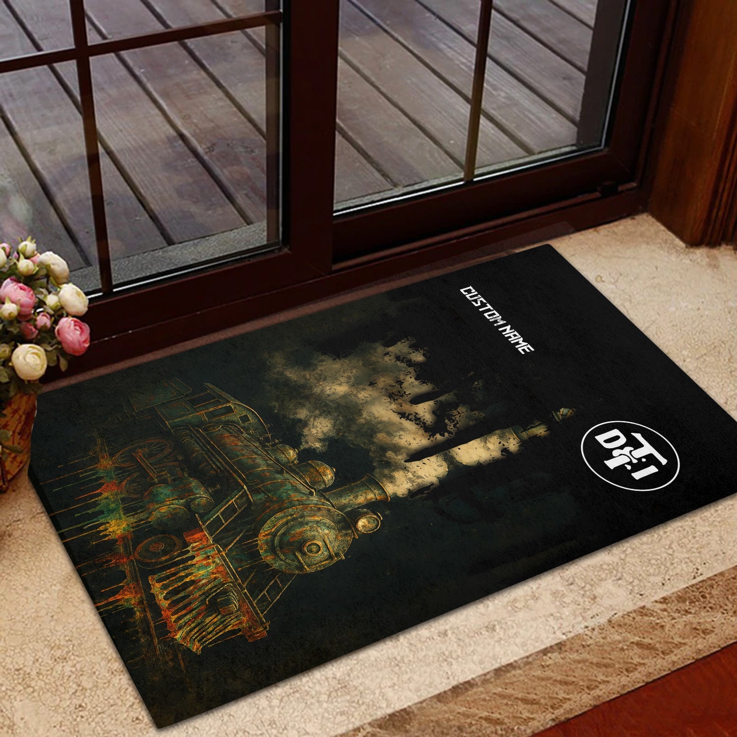Railspirit Personalized Detroit Toledo And Ironton Railroad Doormat Vintage Train Art Style Mat For Locomotive Fans