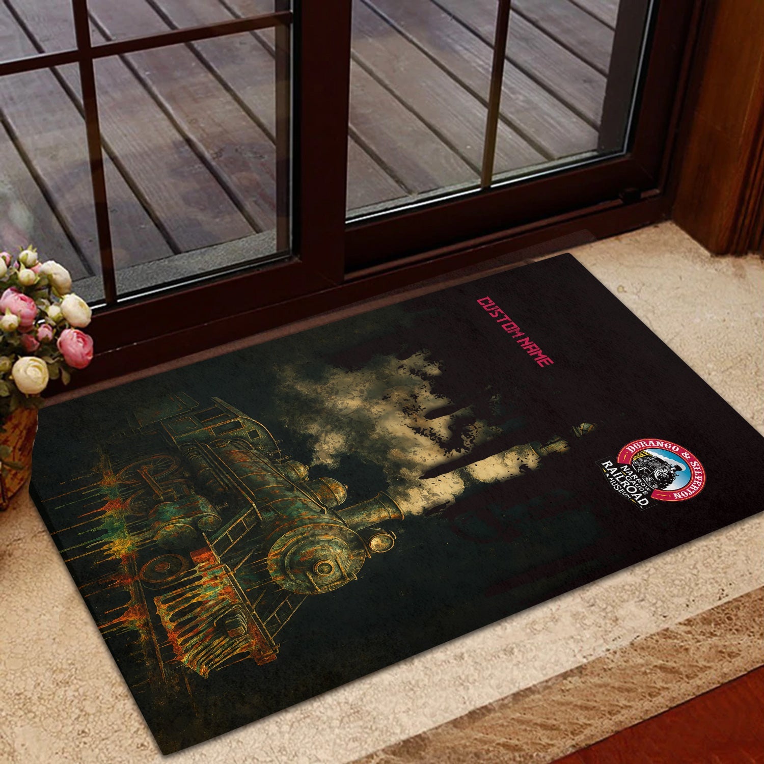 Railspirit Personalized Durango And Silverton Narrow Gauge Railroad Doormat Vintage Train Art Style Mat For Locomotive Fans