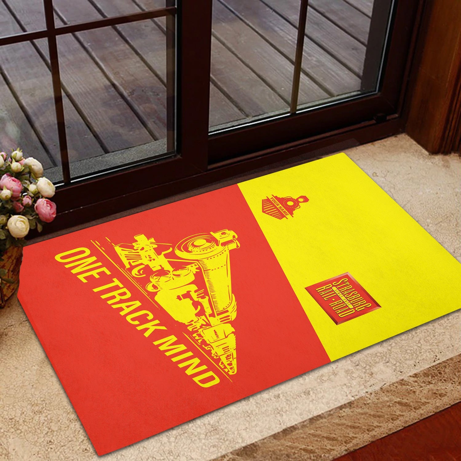 Railspirit Personalized Strasburg Railroad Doormat One Track Mind Mat Gift Idea For Train Lover