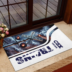 Railspirit Personalized CSX Transportation Railroad Doormat Railroad Crossing Sign Mat All Over Print
