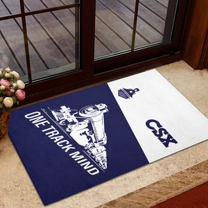 Railspirit Personalized CSX Transportation Railroad Doormat One Track Mind Mat Gift Idea For Train Lover