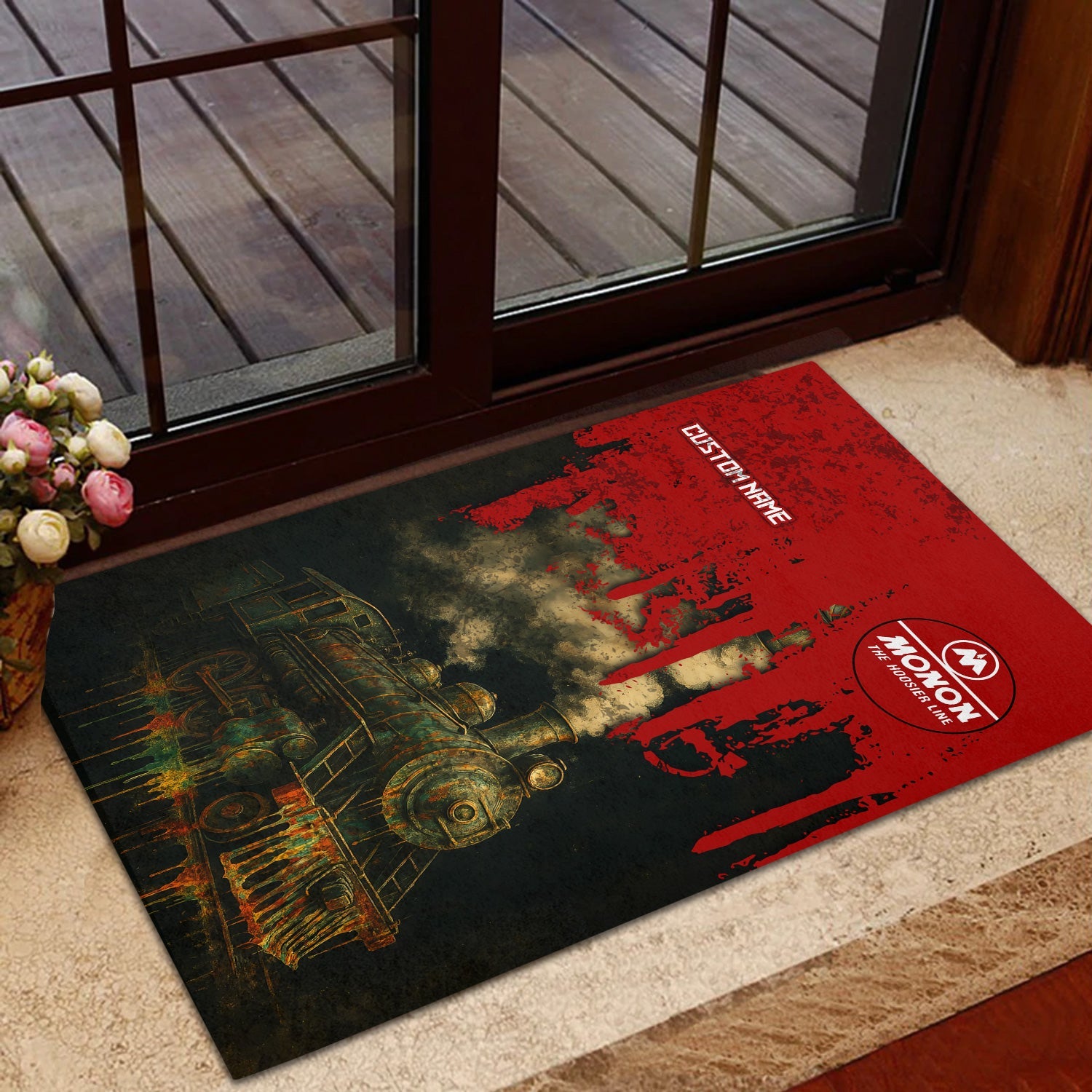 Railspirit Personalized Monon Railroad Doormat Vintage Train Art Style Mat For Locomotive Fans