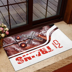 Railspirit Personalized Canadian National Railroad Doormat Railroad Crossing Sign Mat All Over Print