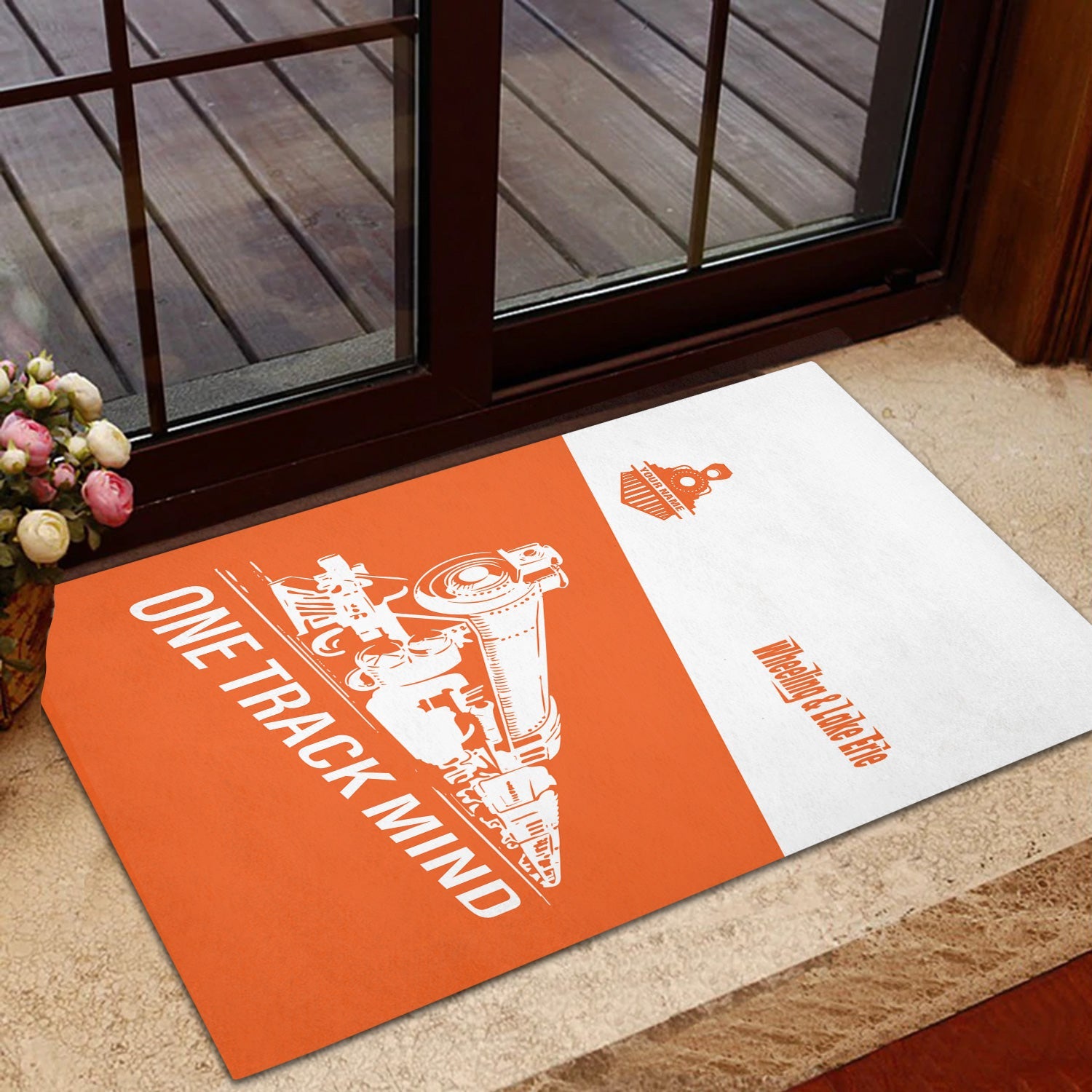 Railspirit Personalized Wheeling And Lake Erie Railroad Doormat One Track Mind Mat Gift Idea For Train Lover
