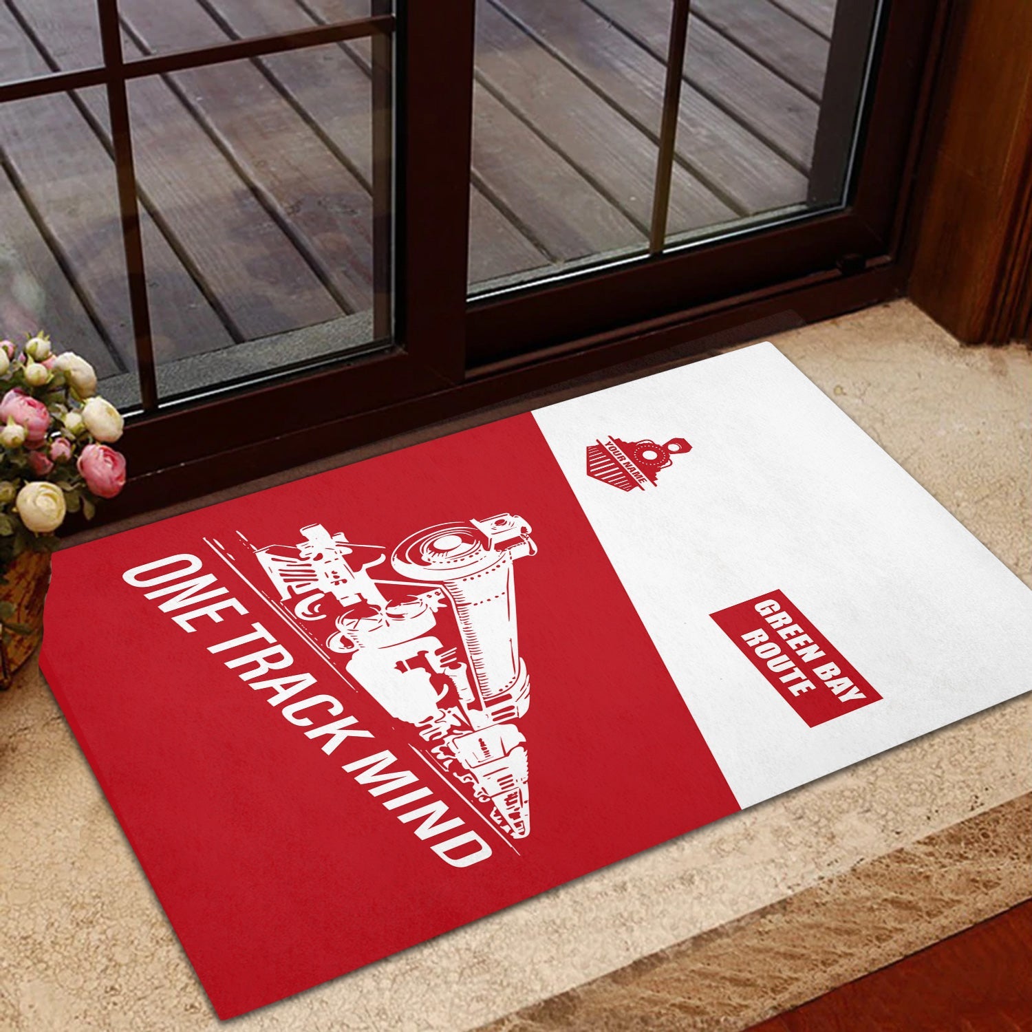 Railspirit Personalized Green Bay & Western Railroad Doormat One Track Mind Mat Gift Idea For Train Lover