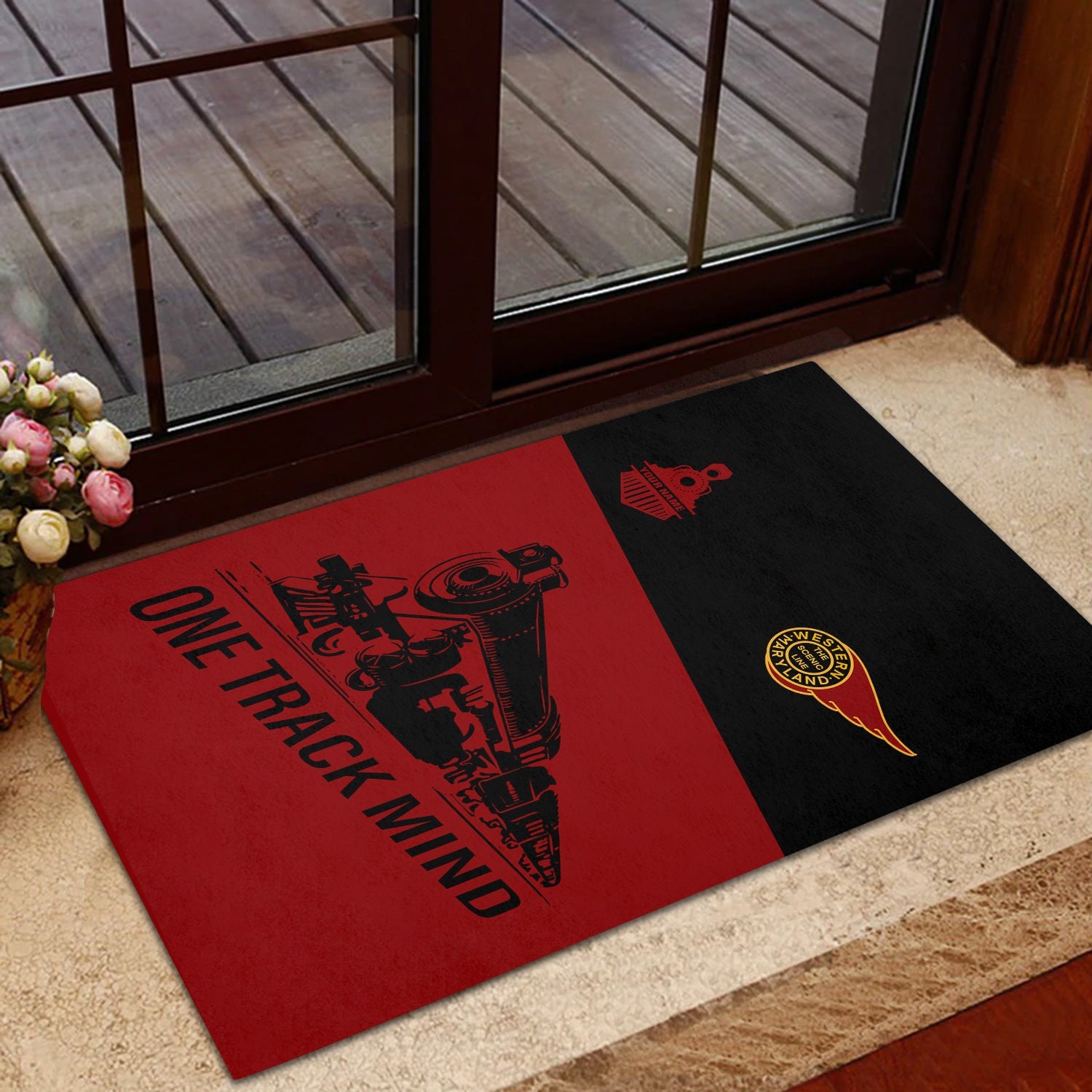 Railspirit Personalized Western Maryland Railway Doormat One Track Mind Mat Gift Idea For Train Lover