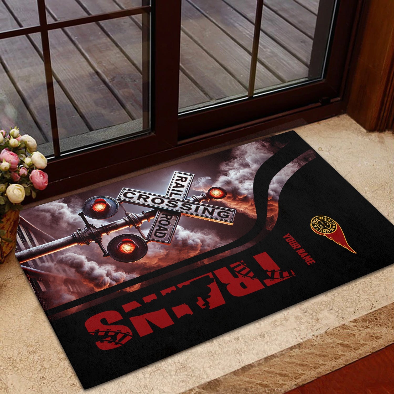 Railspirit Personalized Western Maryland Railway Doormat Railroad Crossing Sign Mat All Over Print