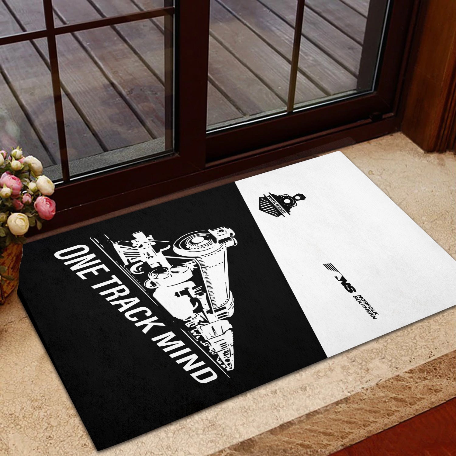 Railspirit Personalized Norfolk Southern Railway Doormat One Track Mind Mat Gift Idea For Train Lover