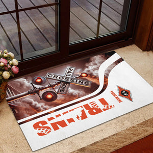 Railspirit Personalized Texas and Pacific Railway Doormat Railroad Crossing Sign Mat All Over Print