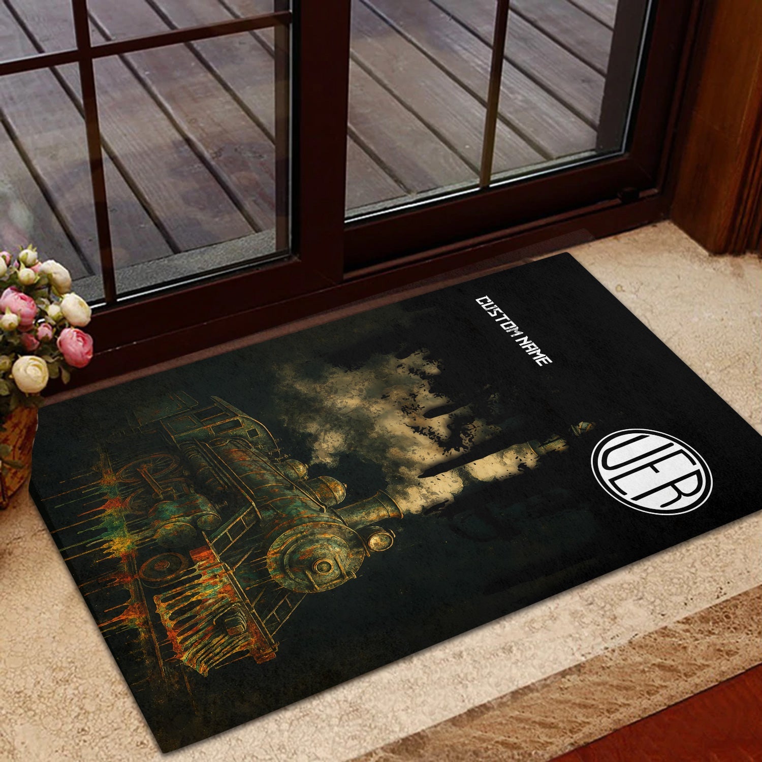 Railspirit Personalized Union Electric Railway Doormat Vintage Train Art Style Mat For Locomotive Fans
