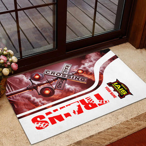 Railspirit Personalized Iowa Interstate Railroad Doormat Railroad Crossing Sign IAIS Mat All Over Print