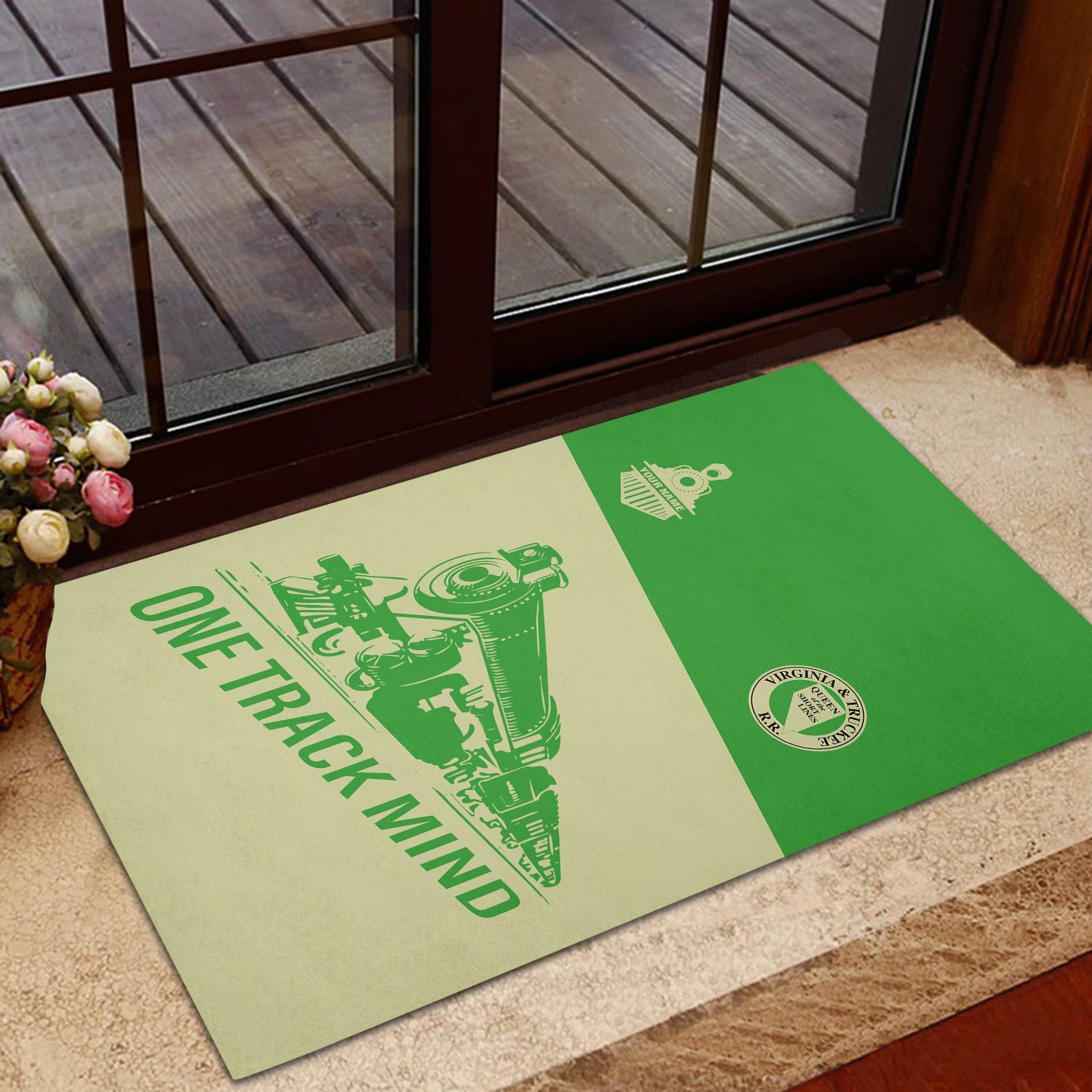 Railspirit Personalized Virginia & Truckee Railroad Doormat One Track Mind Mat Gift Idea For Train Lover