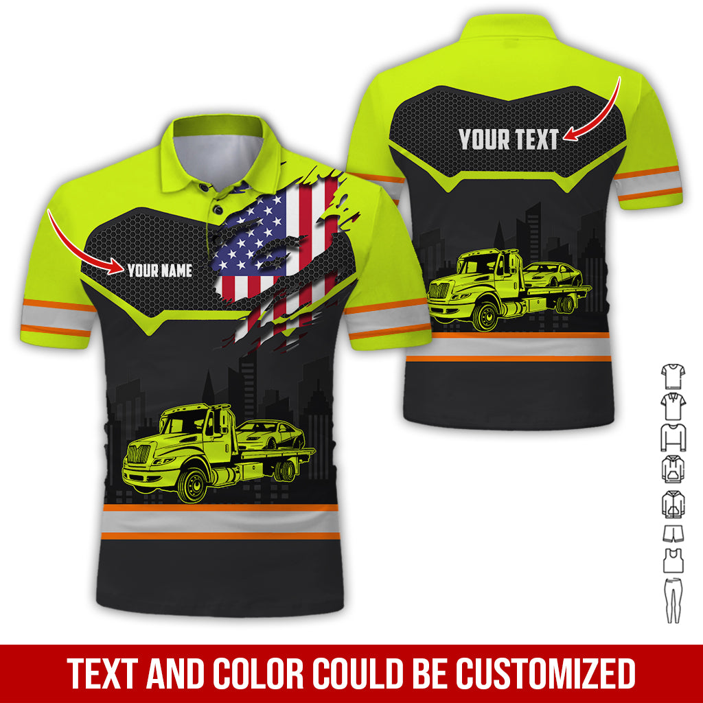 Custom Name Love Tow Truck, Custom Truck Driver Shirt, 3D Printed Graphics for Towing Services