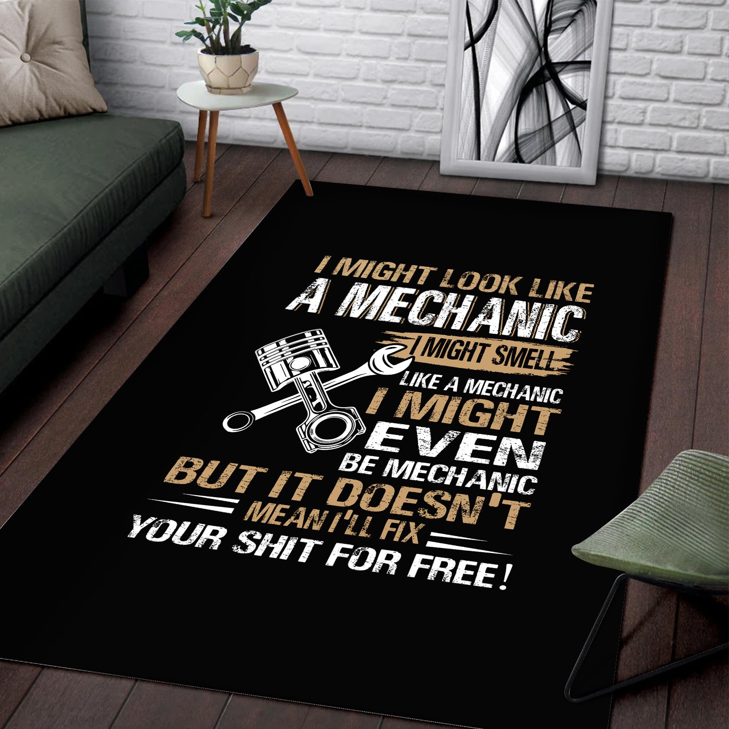 I Might Look Like A Mechanic Area Rug Mechanical Repair Parts Tools Printed Rug Garage Home Decor