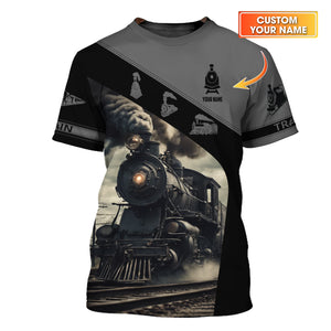 Railspirit Personalized Vintage Steam Train T-Shirt - Locomotive Railfan Gift
