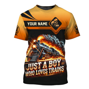 Railspirit Personalized Just A Boy Who Loves Trains, Train Lover T Shirt All Over Print